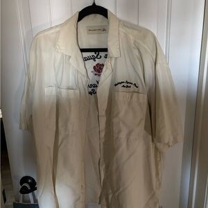 Abercrombie & Fitch Washington Square Park Cream Short Sleeve Button-Up Shirt XL